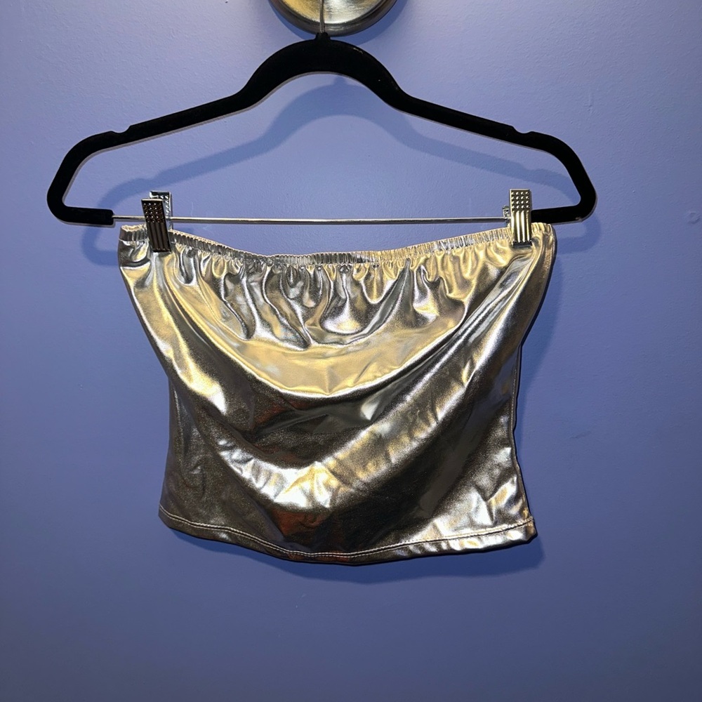 Silver Metallic Tube Top